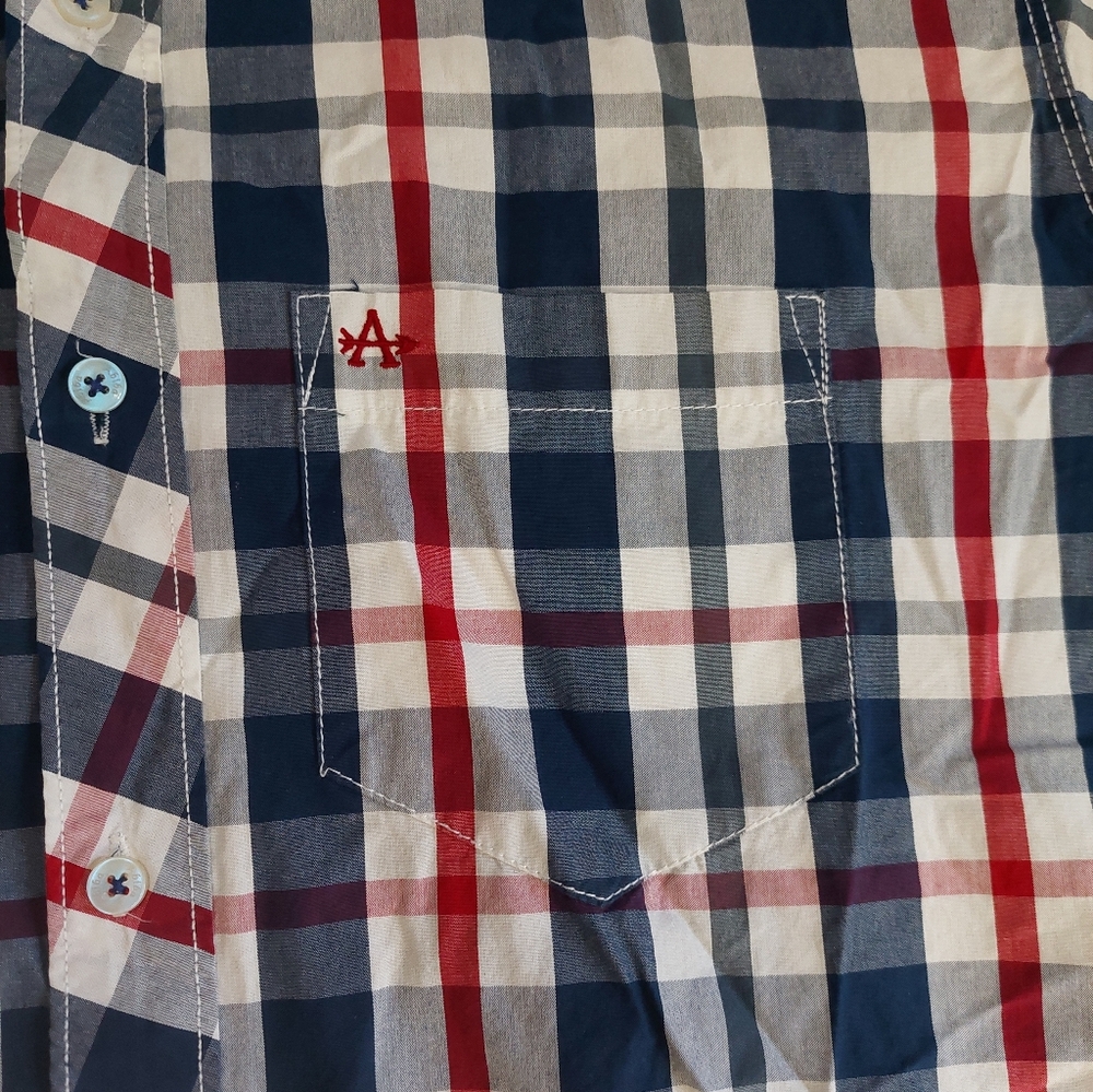 Biba‎ Men's Navy and Red Plaid Shirt Large - Picture 4 of 4